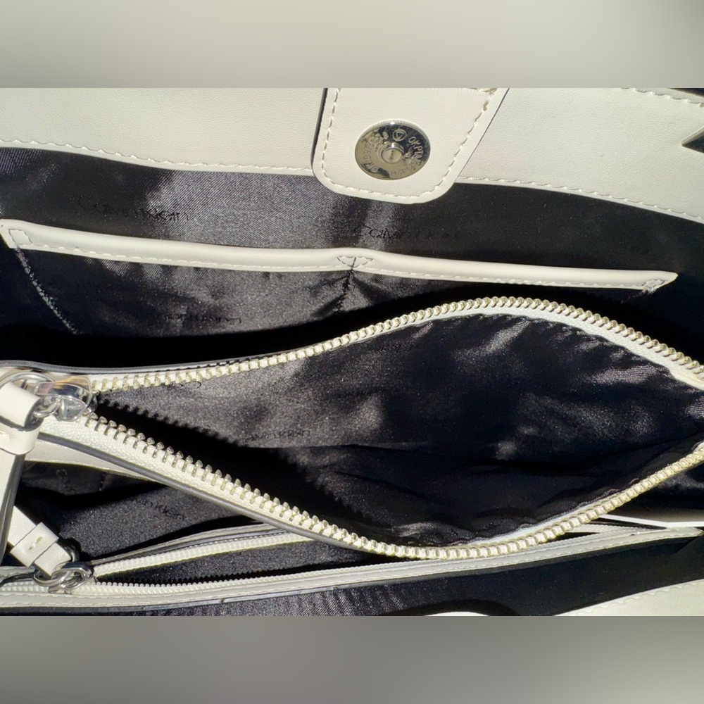 Calvin Klein Tote Granite Studded Triple Compartment Satchel Purse NWT - Picture 2 of 6